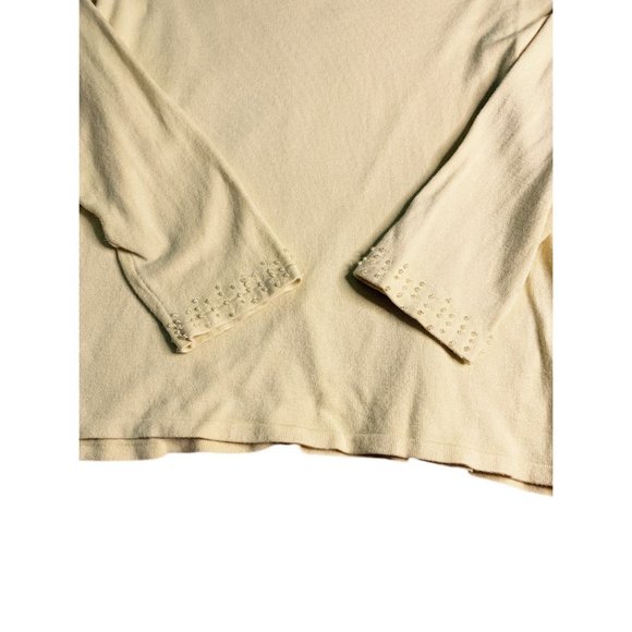 Rafael Womens Yellow Beaded V-Neck Sweater Small - Picture 4 of 4